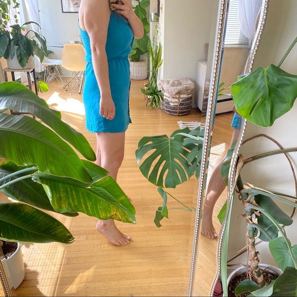 Teal Collared Button Front Dress - Picture 4 of 9